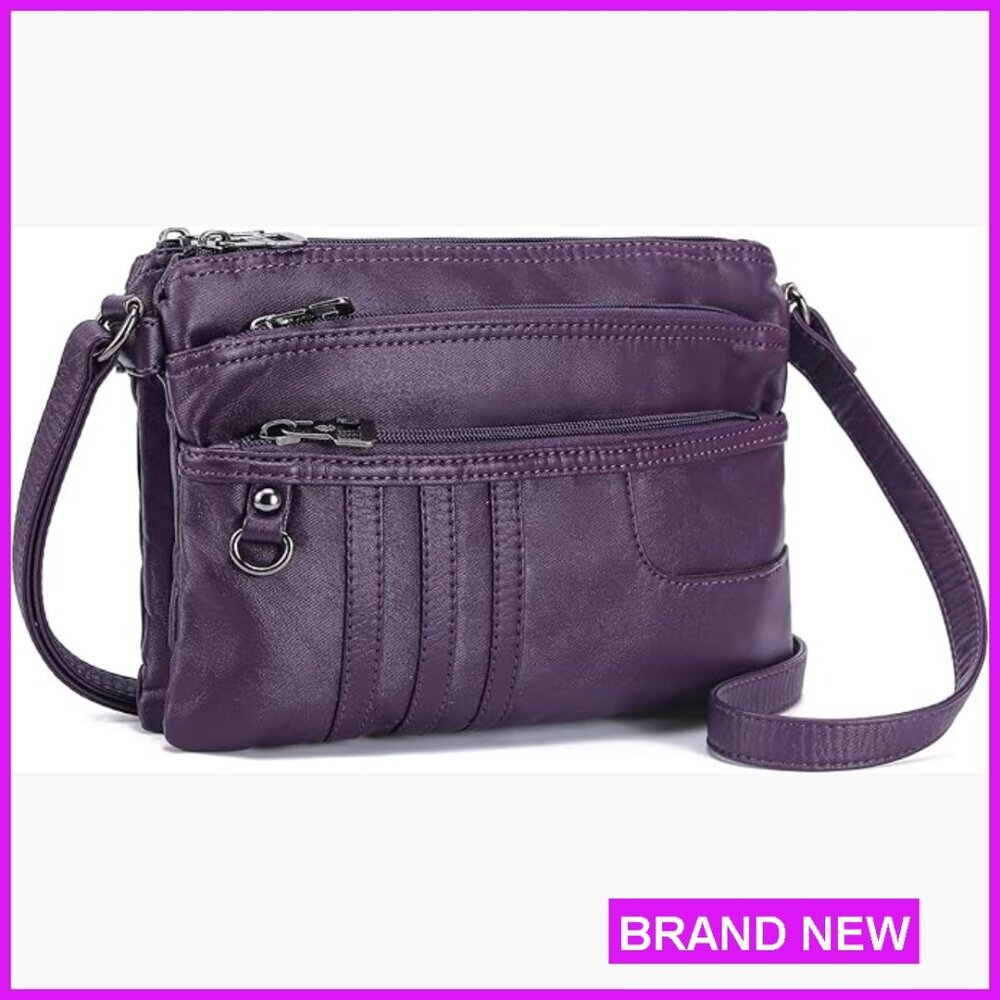 Small Crossbody Purse Multiple Pockets Adjustable Strap Synthetic Leather Casual